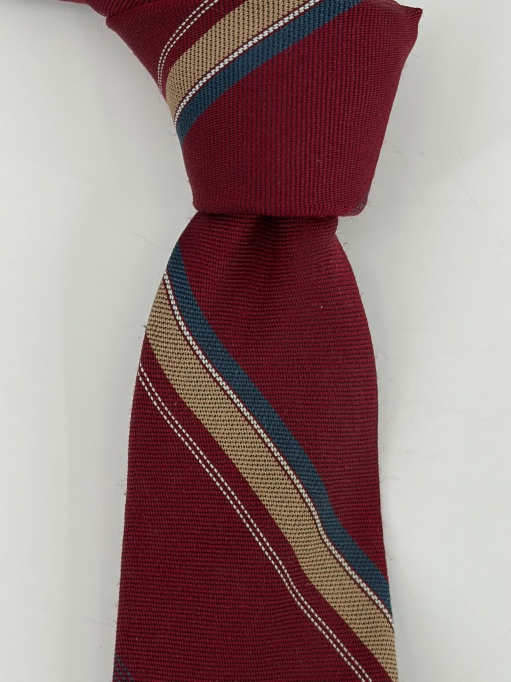 Christian Dior Men's Tie Burgundy Stripe Vintage Designer Made USA Necktie